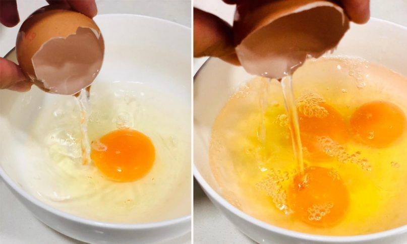 把雞蛋打在碗裡，留起蛋殻備用。（圖片來源：Mrs.J Kitchen）