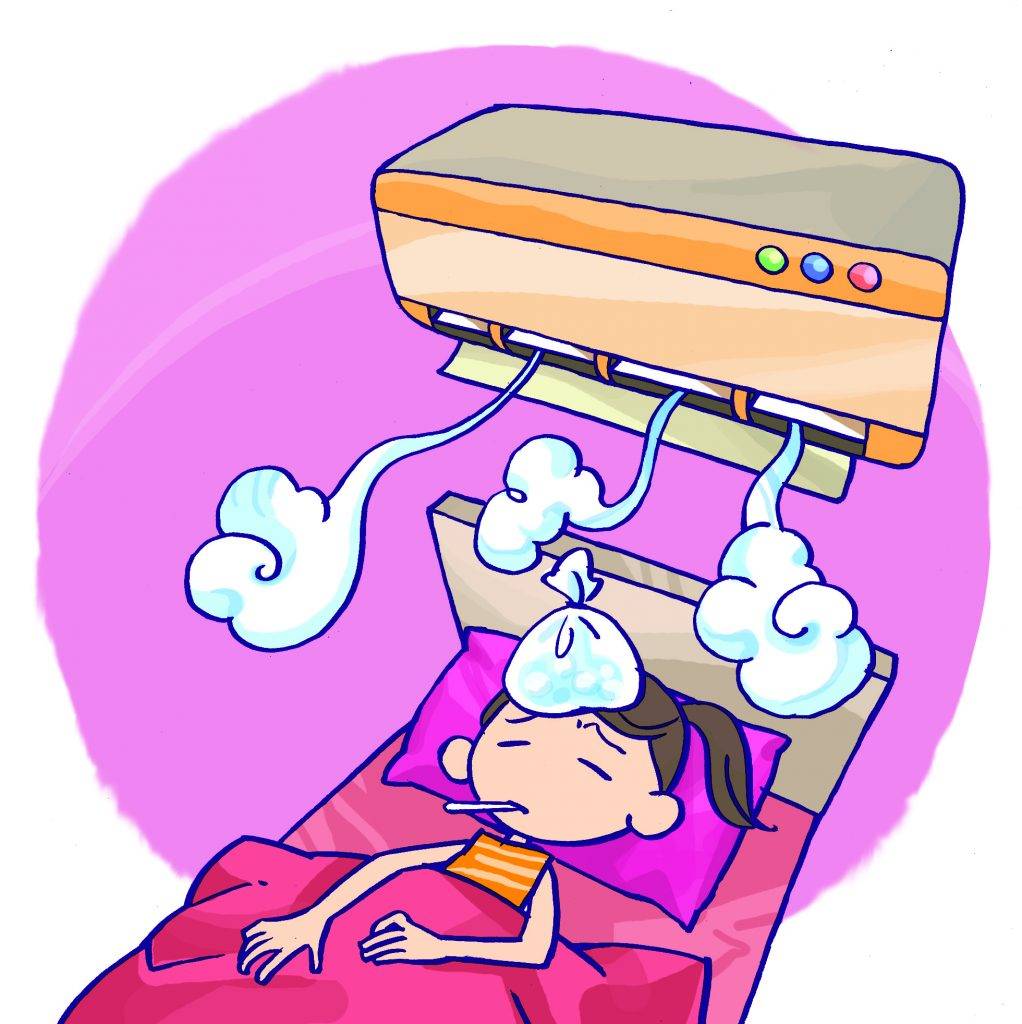 睡房風水 忌：床頭上有冷氣機