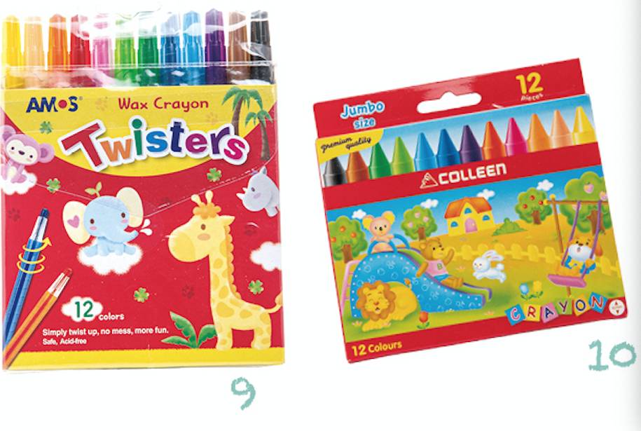 蠟筆 AMOS Wax Crayon Twisters (ITEM NO: RC12PST) (#9);Colleen Crayon – Jumbo size (Non- Toxic) (JC-12) (#10)
