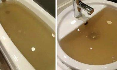 酒店退房前想浸浴就出事 浴缸一開水全變泥黃色