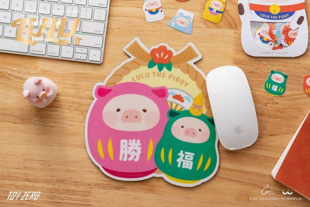 LuLu Pig 罐頭豬 LuLu滑鼠墊 – 招財貓款/達摩款