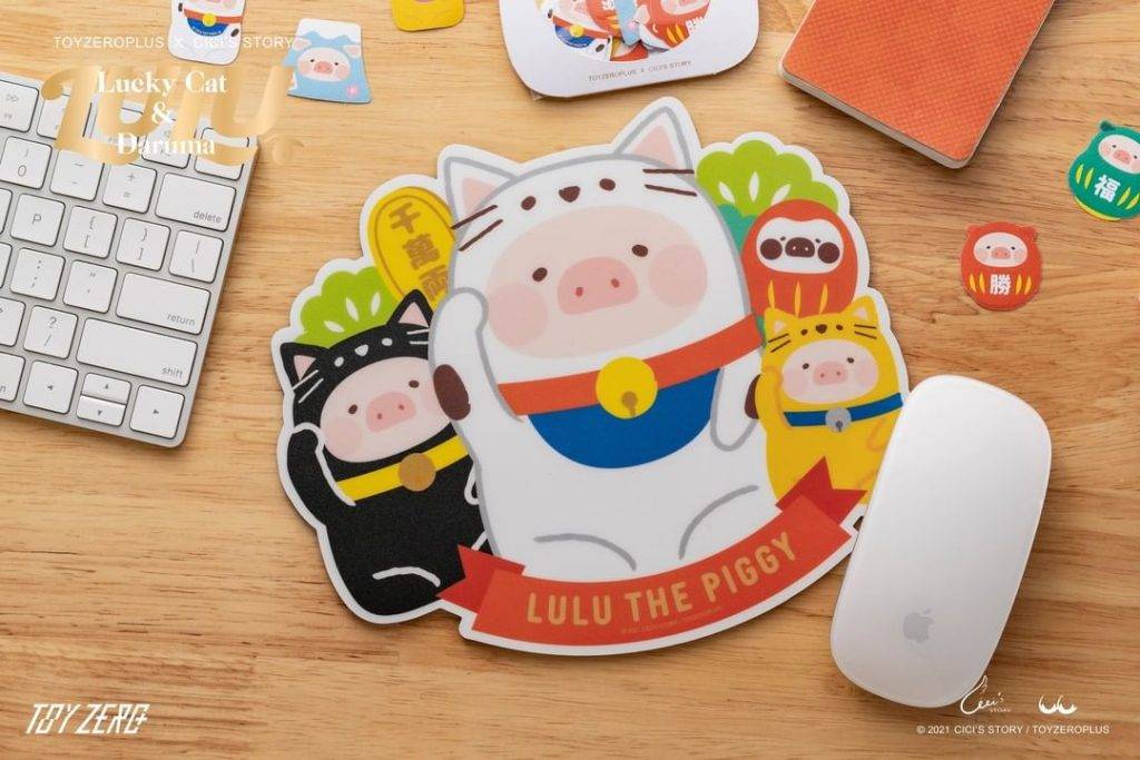 LuLu Pig 罐頭豬 LuLu滑鼠墊 – 招財貓款/達摩款