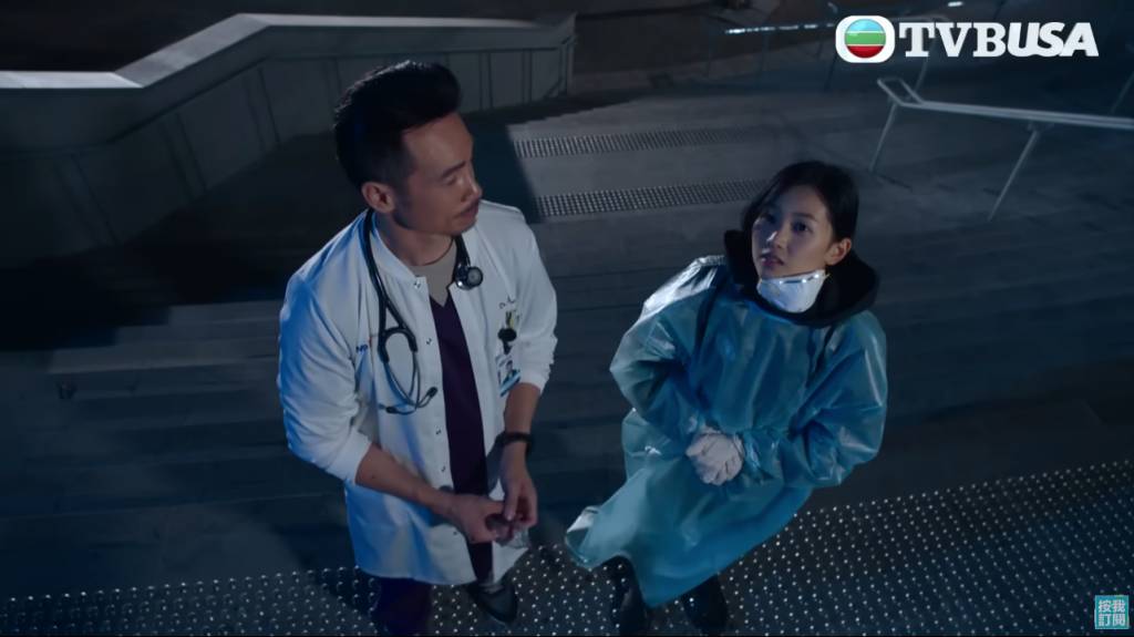 郭栢妍 白色強人2 劇中郭柏妍得陳豪開導，逐漸克服對傳染病的恐懼。