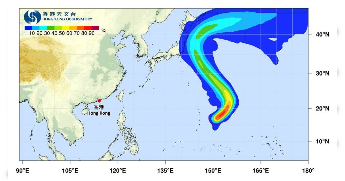 颱風達維｜路徑圖、風力預測及天文台最新消息