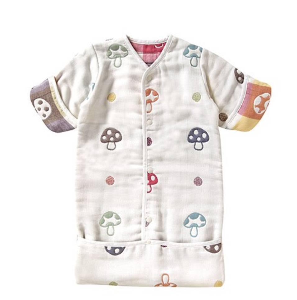 初生嬰兒禮物 日本 Hoppetta 六層紗蘑菇睡袍/包腳袋)0-3歲)
