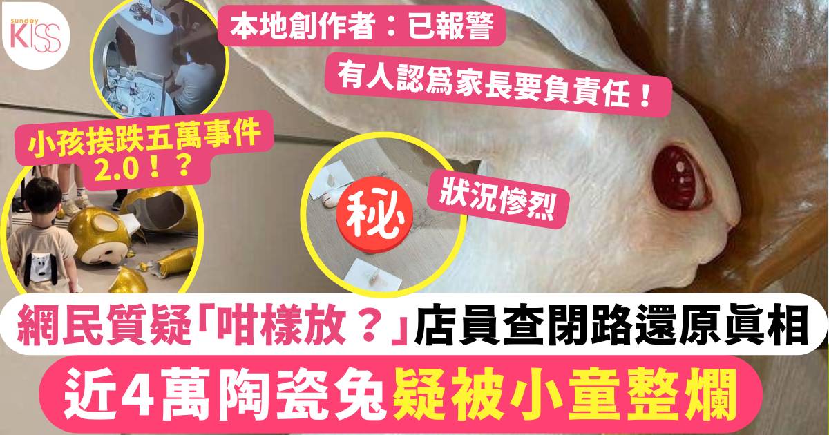 K11陶瓷兔｜近4萬陶瓷兔疑被小童整爛惹質疑 店方查閉路還原真相