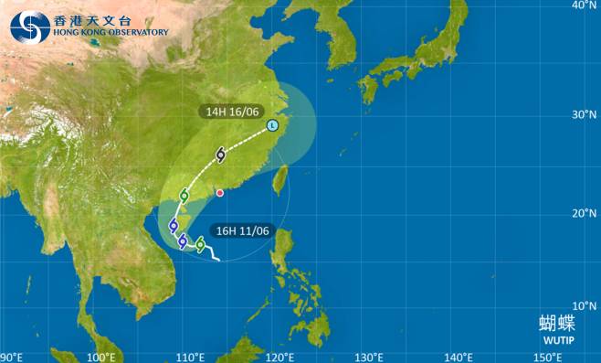 蝴蝶會在今明兩日逐漸增強並大致移向海南島，隨後移至雷州半島一帶