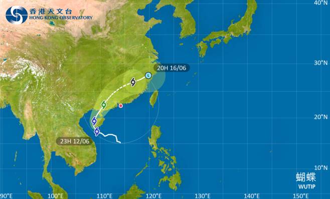 蝴蝶會大致移向海南島西部並掠過該區，隨後移向北部灣至雷州半島
