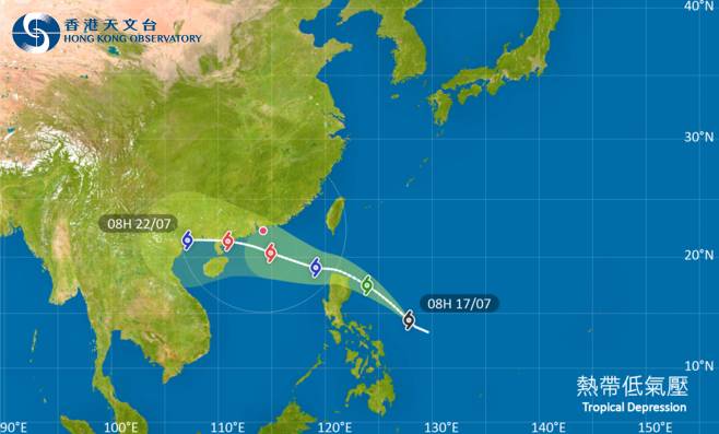 熱帶低氣壓 位於菲律賓以東的熱帶氣旋會在今明兩日移向呂宋北部一帶，隨後進入南海北部