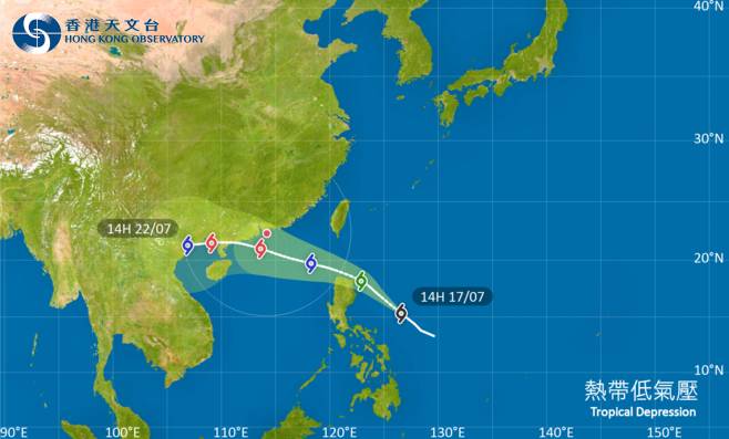 熱帶低氣壓 位於菲律賓以東的熱帶氣旋會在今明兩日移向呂宋北部一帶，隨後進入南海北部