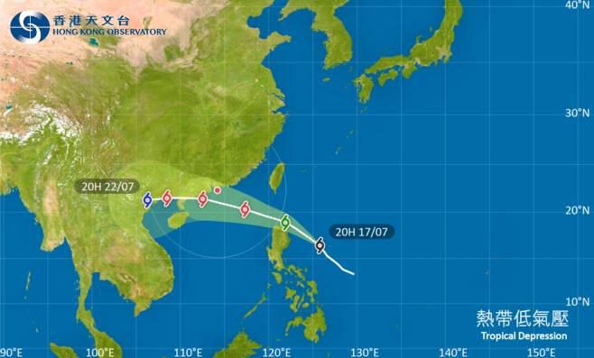 熱帶低氣壓 位於菲律賓以東的熱帶氣旋會在今明兩日移向呂宋北部一帶，隨後進入南海北部