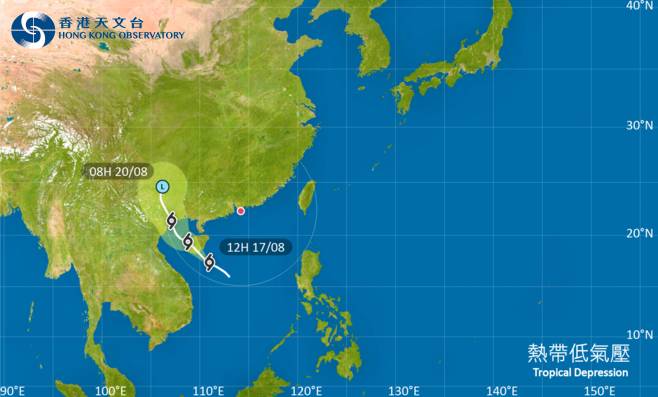 熱帶低氣壓 位於南海中北部的熱帶氣旋會在今日大致移向海南島一帶