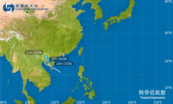 熱帶低氣壓 位於南海中北部的熱帶氣旋會在今明兩日橫過海南島並移向北部灣一帶