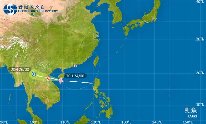 劍魚會在今明兩日橫過海南島以南海域，移向越南中北部