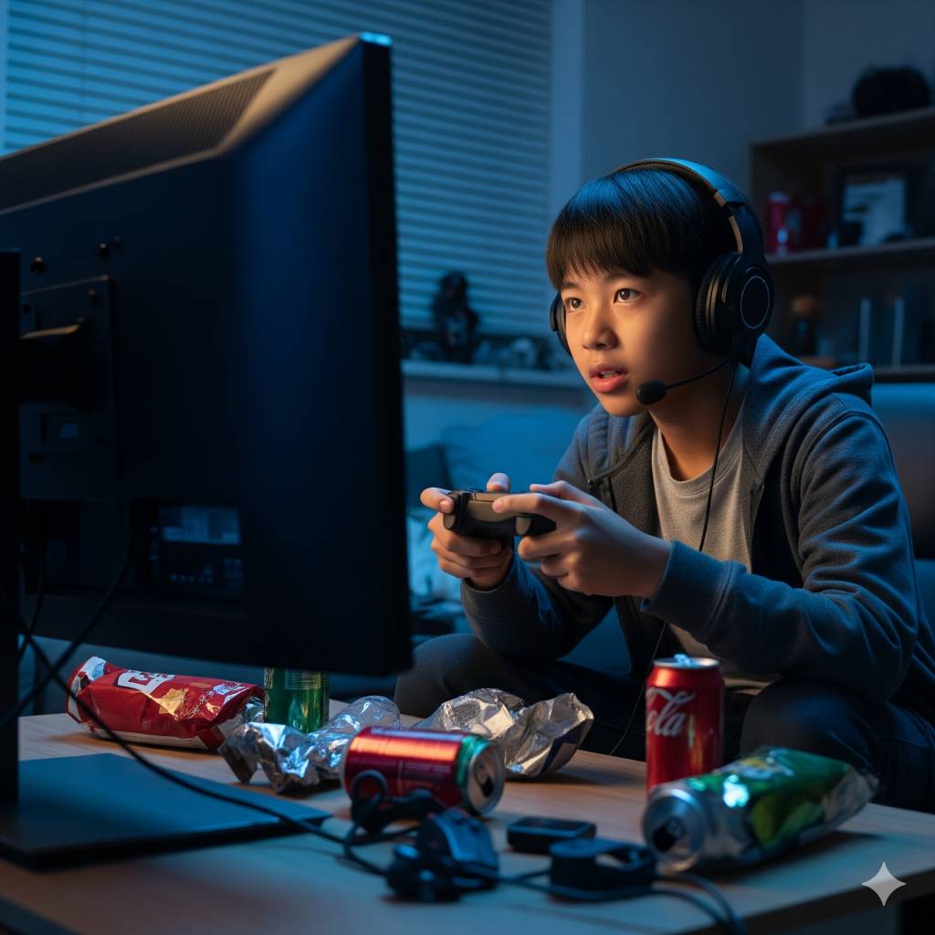 電子遊戲成癮 (圖片來源:示意圖,AI生成圖片)