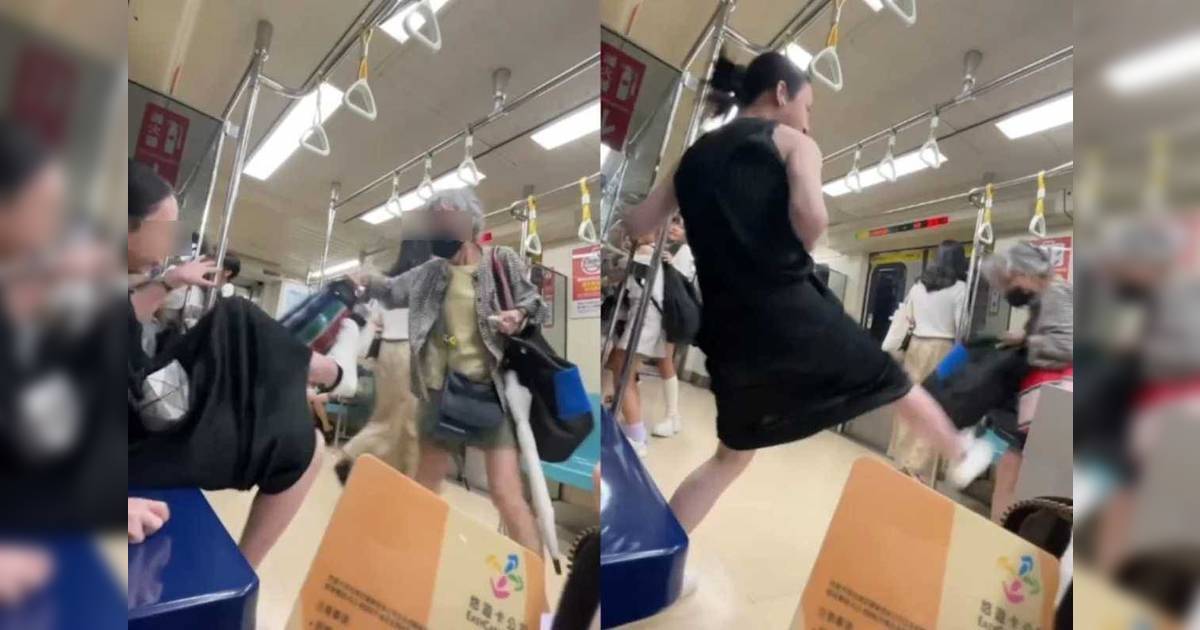 白髮阿婆被捕！捷運打人逼讓座後通緝犯身份曝光！年輕人一腳踢成全球熱話