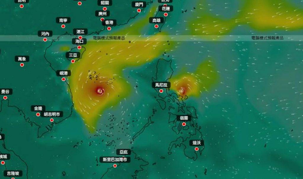 打風 天文台 風烏AI預測會有連環3個熱帶氣旋。(圖片來源:風烏AI)
