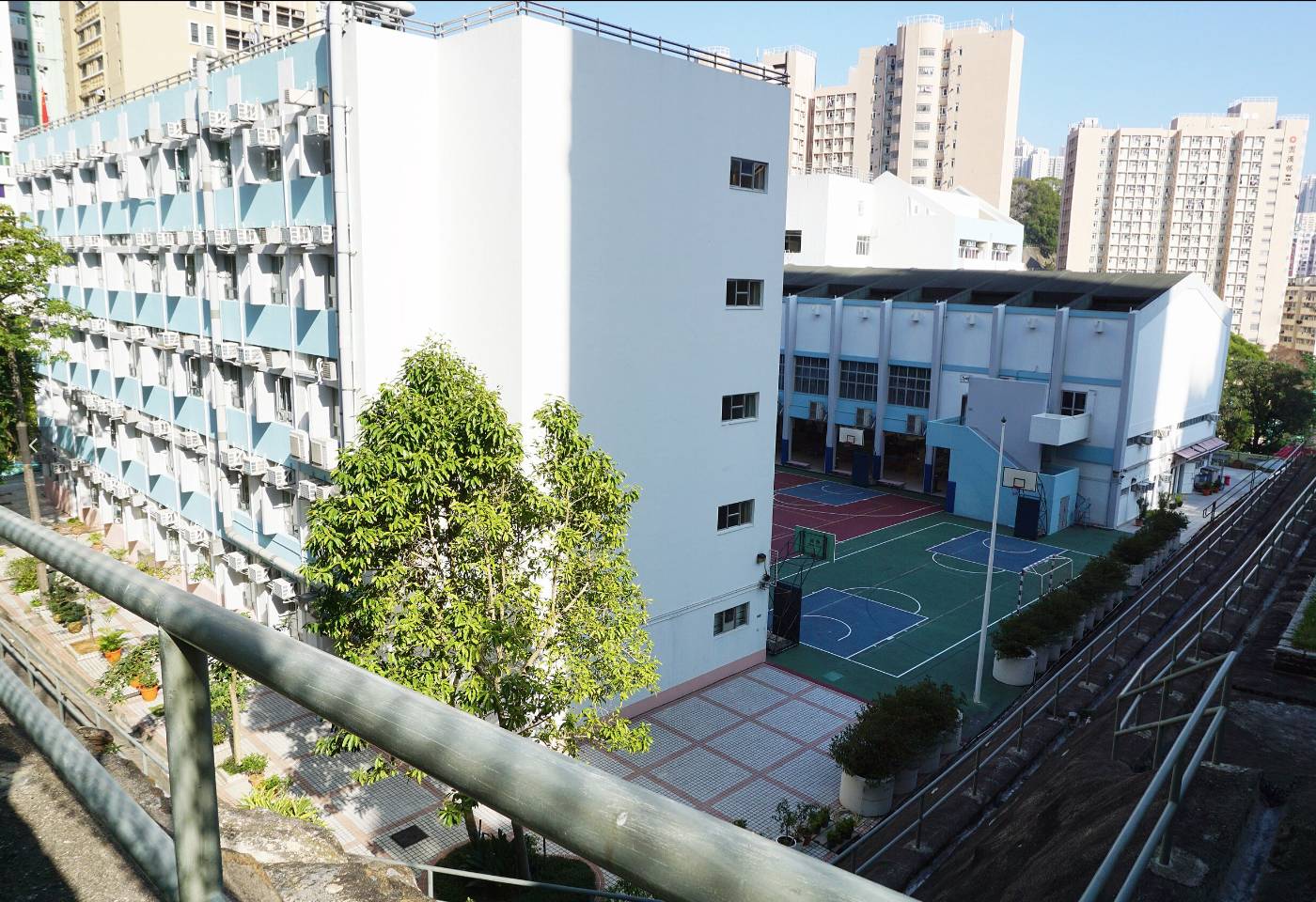 籃球場 小息 觀塘功樂官立中學(圖片來源:維基百科)