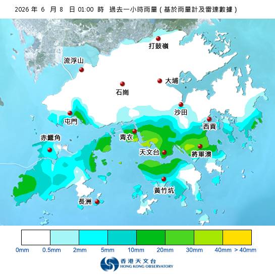 紅雨警告於深夜1時15分生效！天文台最新天氣警告資料