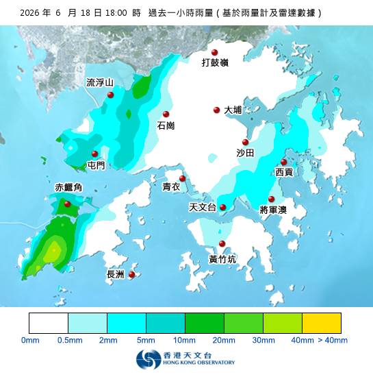 黑雨警告於傍晚6時35分生效！天文台最新天氣警告資料