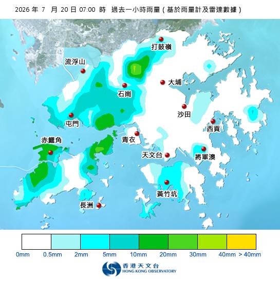 黃雨警告於上午7時10分生效！天文台最新天氣警告資料