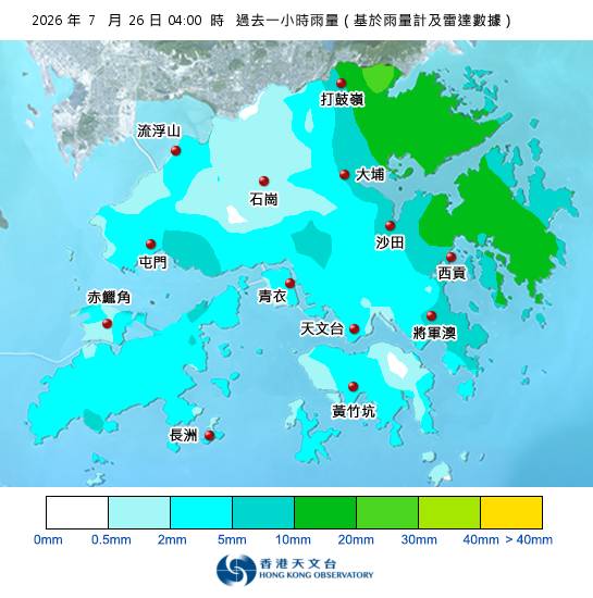 黃雨警告於清晨5時0分生效！天文台最新天氣警告資料
