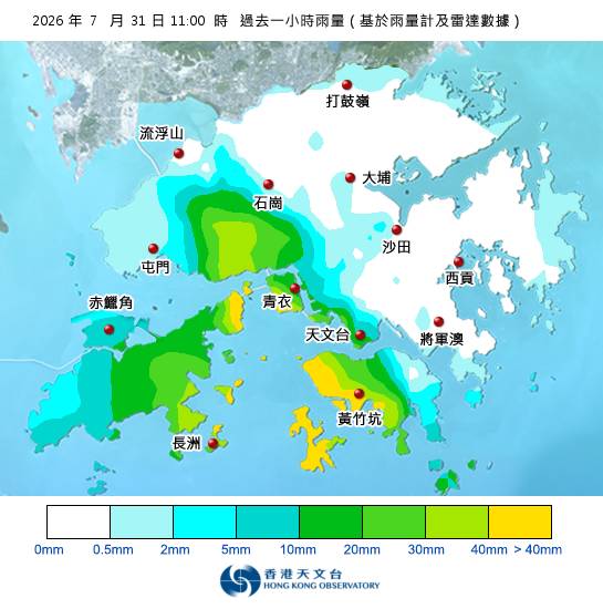 紅雨警告於上午11時5分生效！天文台最新天氣警告資料