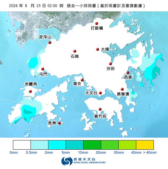 黃雨警告於深夜2時35分生效！天文台最新天氣警告資料