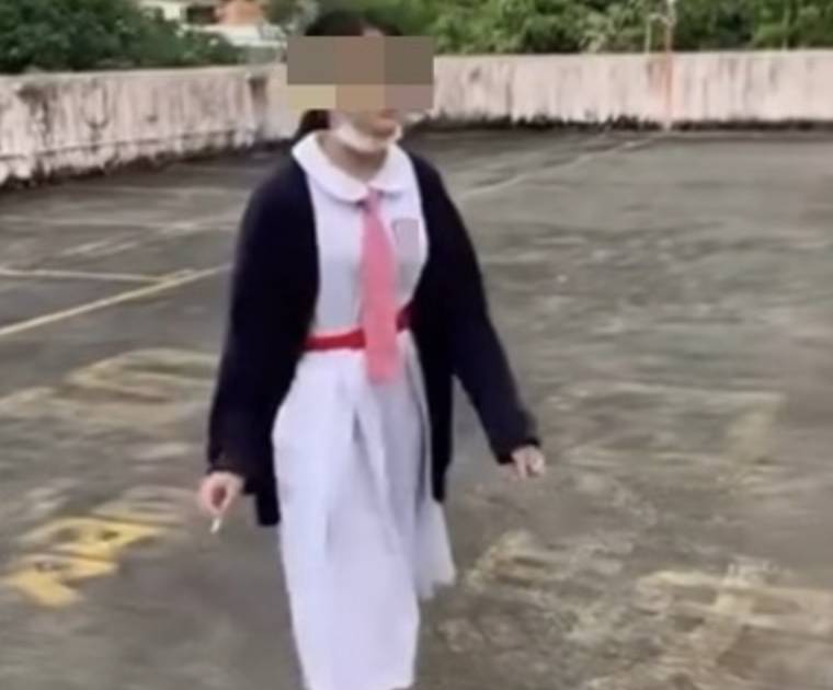 穿校服女學生煲煙片瘋傳 網民認出拍攝地點 點名2間學校 部分人反轟拍片者！
